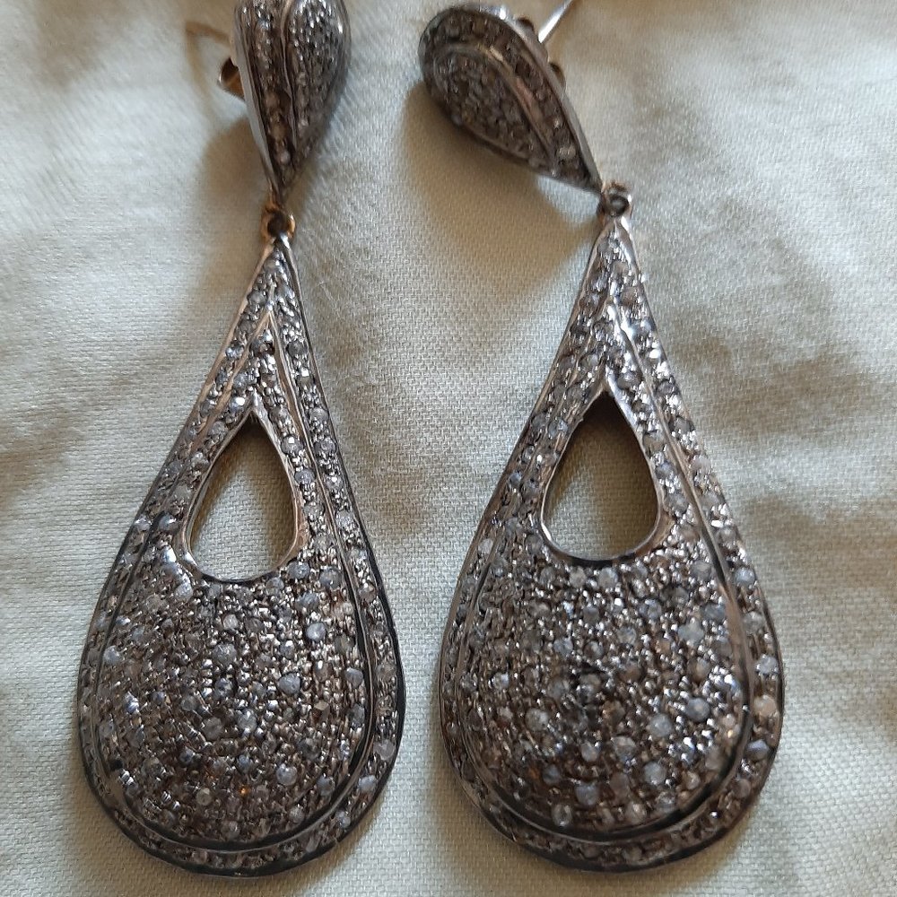 White Diamond Drop Earrings